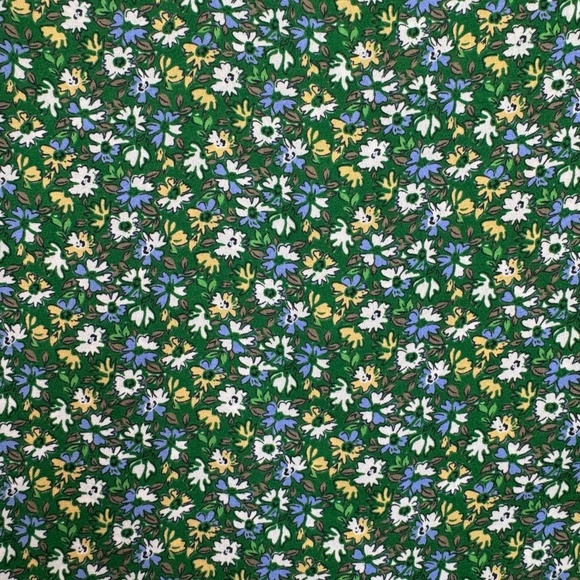 Pleione Ditsy Floral Long Sleeve Blouse Womens Size Xl Green V Neckline - Picture 7 of 7